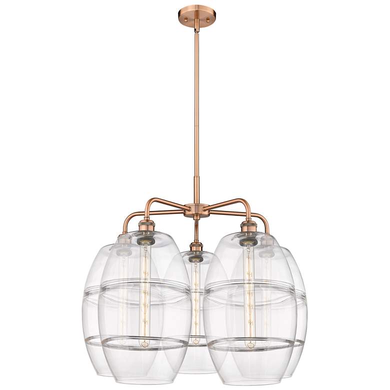 Image 1 Ballston Vaz 28"W 5-Light Copper Stem Chandelier w/ Clear Shade