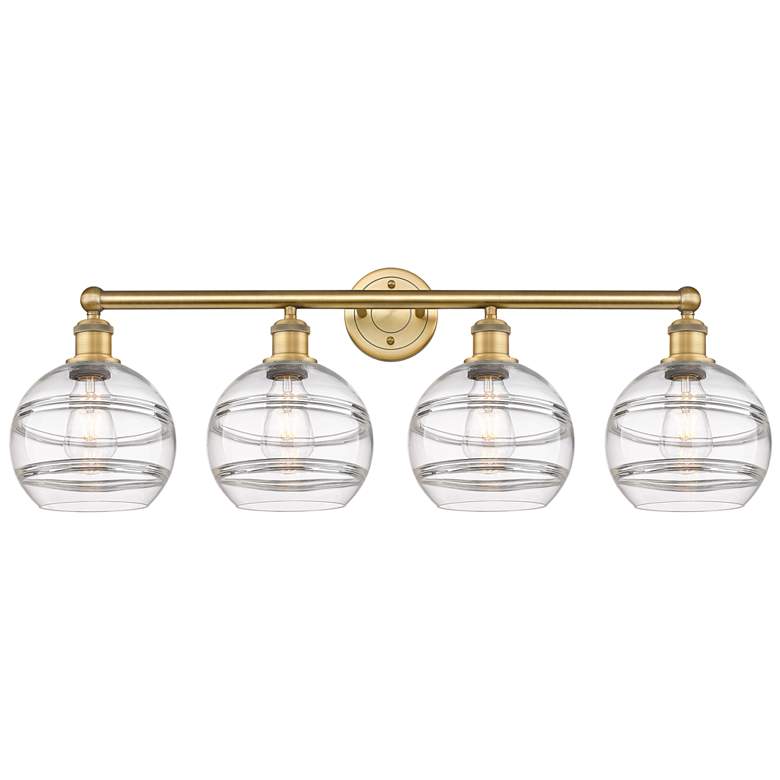 Image 1 Ballston Vaz 28"W 5-Light Satin Nickel Stem Chandelier w/ Clear Shade