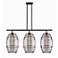 Ballston Vaz 36.5"W 3-Light Black Brass Stem Island Light w/ Smoke Sha