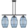Ballston Vaz 36.5"W 3-Light Black Stem Island Light w/ Blue Shade
