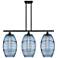 Ballston Vaz 36.5"W 3-Light Black Stem Island Light w/ Blue Shade