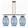 Ballston Vaz 36.5"W 3-Light Brushed Brass Stem Island Light w/ Blue Sh