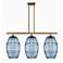 Ballston Vaz 36.5"W 3-Light Brushed Brass Stem Island Light w/ Blue Sh