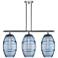 Ballston Vaz 36.5"W 3-Light Chrome Stem Island Light w/ Blue Shade