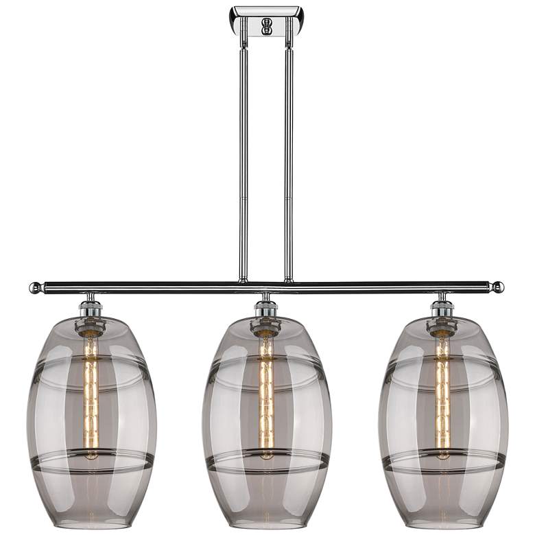 Image 1 Ballston Vaz 36.5"W 3-Light Chrome Stem Island Light w/ Smoke Shade