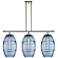 Ballston Vaz 36.5"W 3-Light Polished Nickel Stem Island Light w/ Blue