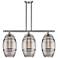 Ballston Vaz 36.5"W 3-Light Satin Nickel Stem Island Light w/ Smoke Sh