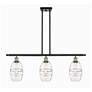 Ballston Vaz 36"W 3-Light Black Brass Stem Island Light w/ 6" Cle