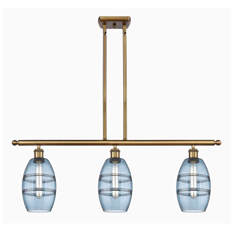 Image 1 Ballston Vaz 36"W 3-Light Brushed Brass Stem Island Light w/ 6" B