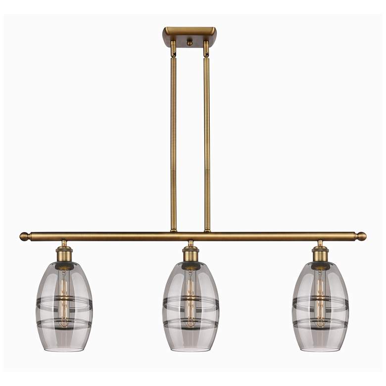 Image 1 Ballston Vaz 36"W 3-Light Brushed Brass Stem Island Light w/ 6" S