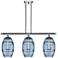 Ballston Vaz 36"W 3-Light Chrome Stem Island Light w/ 8" Blue Sha