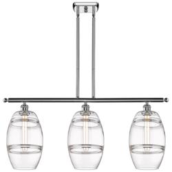 Ballston Vaz 36"W 3-Light Chrome Stem Island Light w/ 8" Clear Sh