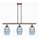 Ballston Vaz 36"W 3-Light Copper Stem Island Light w/ 6" Blue Sha