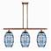 Ballston Vaz 36"W 3-Light Copper Stem Island Light w/ 8" Blue Sha