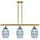 Ballston Vaz 36"W 3-Light Gold Stem Island Light w/ 6" Blue Shade