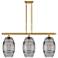 Ballston Vaz 36"W 3-Light Gold Stem Island Light w/ 8" Smoke Shad