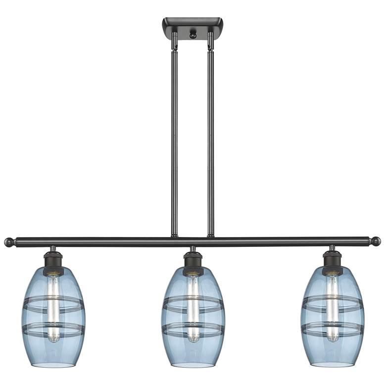 Image 1 Ballston Vaz 36"W 3-Light Oiled Bronze Stem Island Light w/ 6" Bl