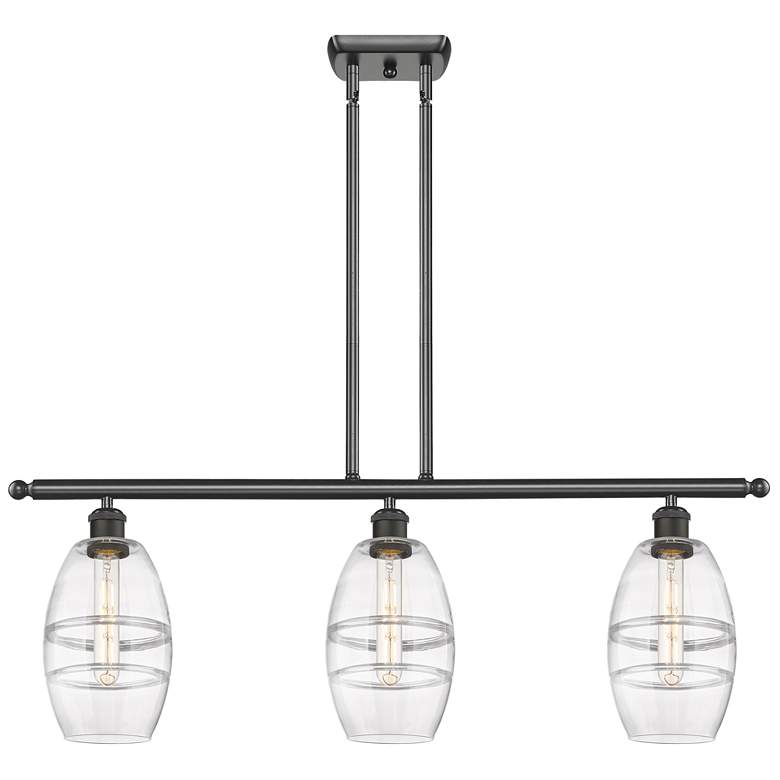 Image 1 Ballston Vaz 36"W 3-Light Oiled Bronze Stem Island Light w/ 6" Cl