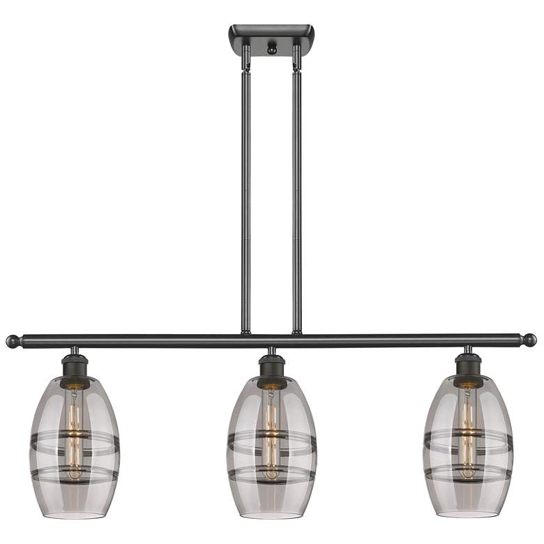 Image 1 Ballston Vaz 36"W 3-Light Oiled Bronze Stem Island Light w/ 6" Sm