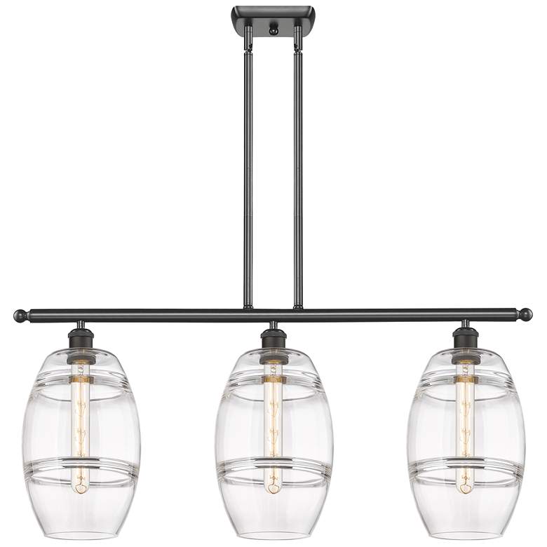 Image 1 Ballston Vaz 36"W 3-Light Oiled Bronze Stem Island Light w/ 8" Cl
