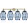 Ballston Vaz 4-Light Brushed Brass Vanity Light w/ Blue Shade