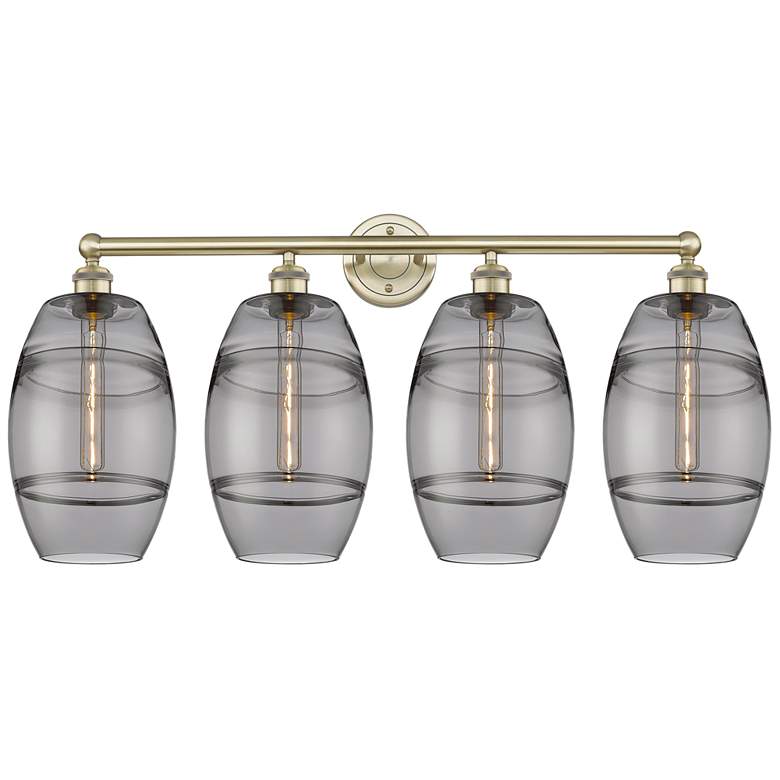 Image 1 Ballston Vaz 4-Light Brushed Brass Vanity Light w/ Smoke Shade