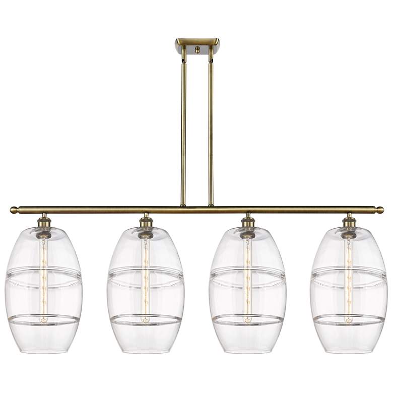 Image 1 Ballston Vaz 48.25"W 4-Light Antique Brass Stem Island Light w/ Clear
