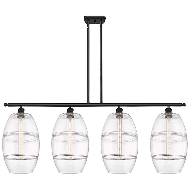 Image 1 Ballston Vaz 48.25"W 4-Light Black Stem Island Light w/ Clear Shade