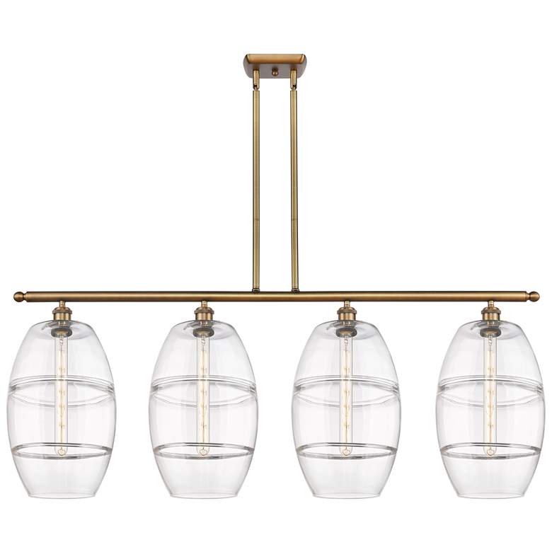Image 1 Ballston Vaz 48.25"W 4-Light Brushed Brass Stem Island Light w/ Clear