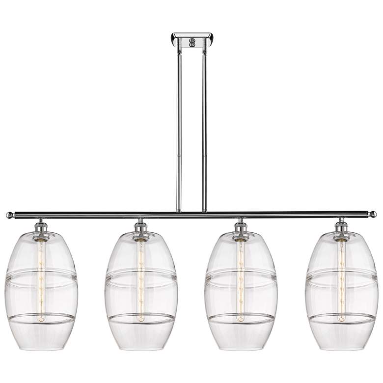 Image 1 Ballston Vaz 48.25"W 4-Light Chrome Stem Island Light w/ Clear Shade