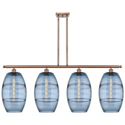 Ballston Vaz 48.25"W 4-Light Copper Stem Island Light w/ Blue Shade