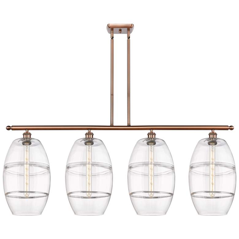 Image 1 Ballston Vaz 48.25"W 4-Light Copper Stem Island Light w/ Clear Shade
