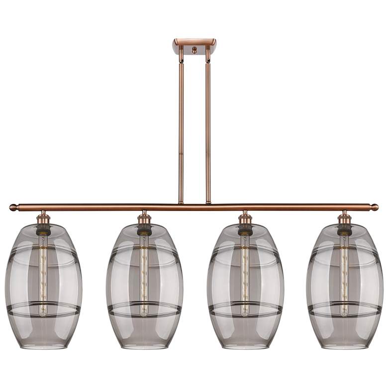 Image 1 Ballston Vaz 48.25"W 4-Light Copper Stem Island Light w/ Smoke Shade