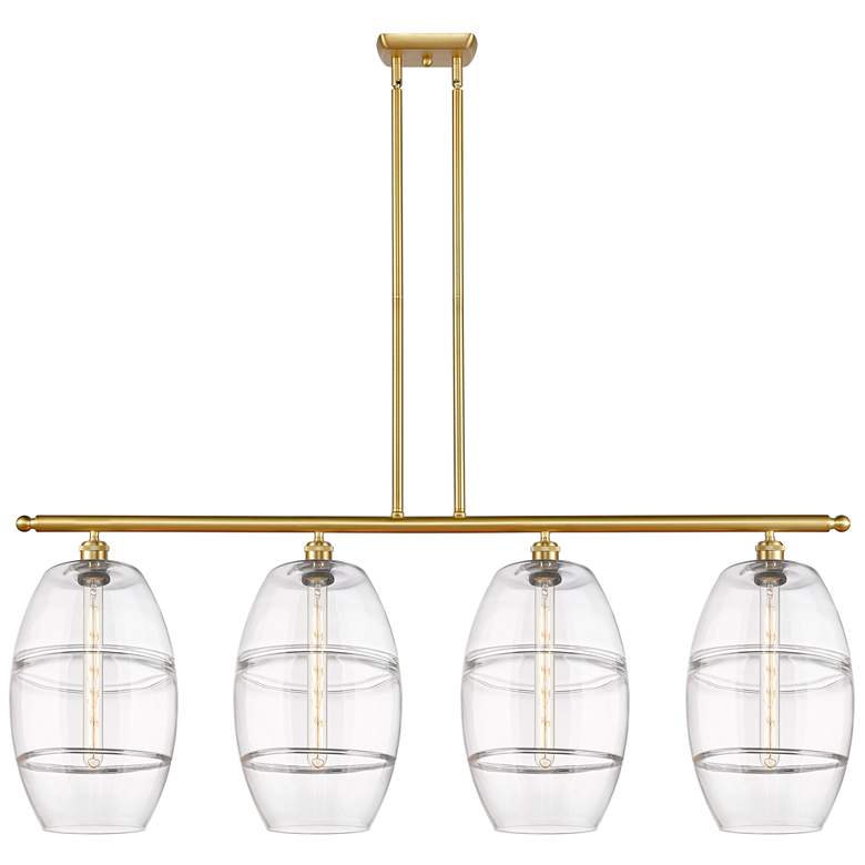 Image 1 Ballston Vaz 48.25"W 4-Light Gold Stem Island Light w/ Clear Shade