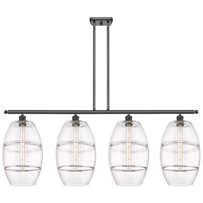 Image 1 Ballston Vaz 48.25"W 4-Light Oiled Bronze Stem Island Light w/ Clear S