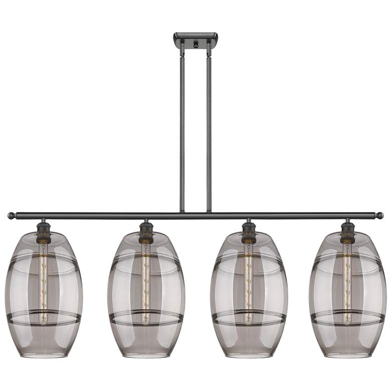 Image 1 Ballston Vaz 48.25"W 4-Light Oiled Bronze Stem Island Light w/ Smoke S