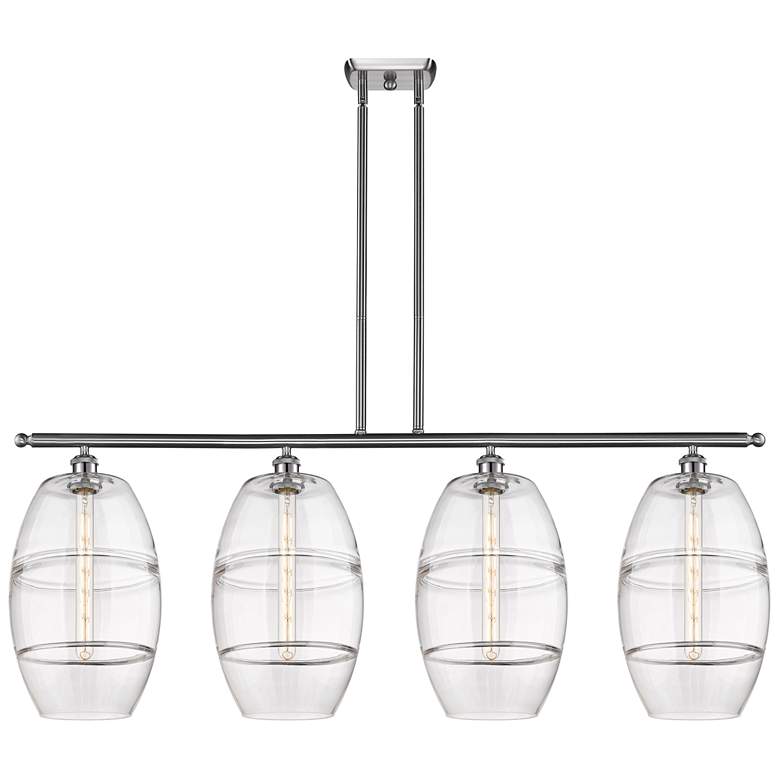 Image 1 Ballston Vaz 48.25"W 4-Light Satin Nickel Stem Island Light w/ Clear S