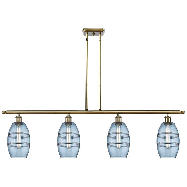 Image 1 Ballston Vaz 48"W 4-Light Antique Brass Stem Island Light w/ 6" B