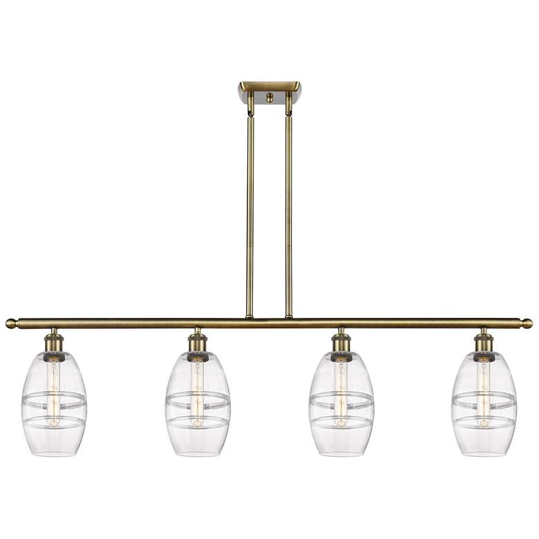 Image 1 Ballston Vaz 48"W 4-Light Antique Brass Stem Island Light w/ 6" C