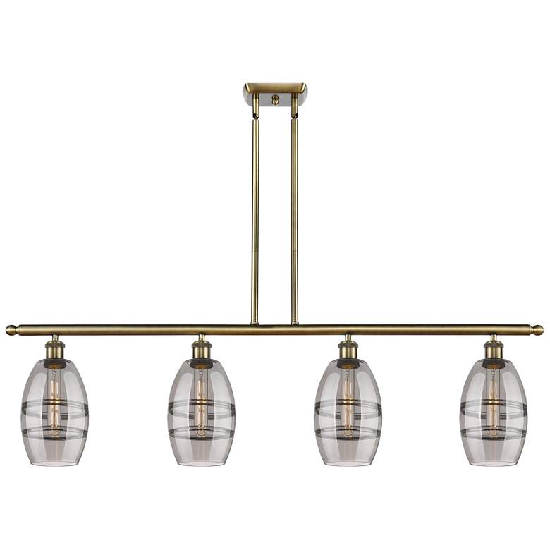 Image 1 Ballston Vaz 48"W 4-Light Antique Brass Stem Island Light w/ 6" S