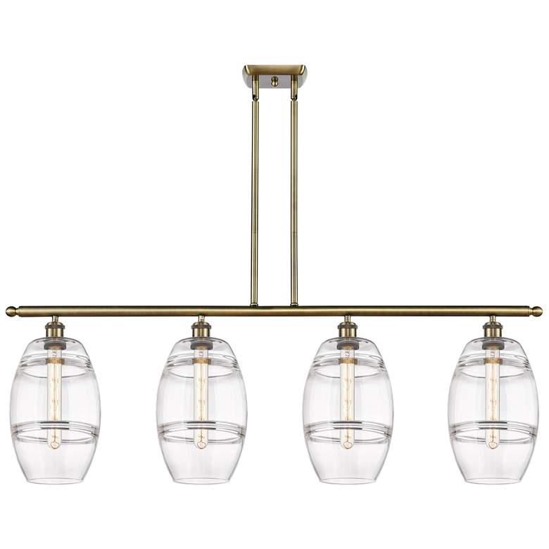 Image 1 Ballston Vaz 48"W 4-Light Antique Brass Stem Island Light w/ 8" C