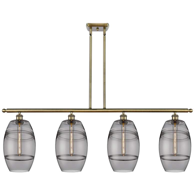 Image 1 Ballston Vaz 48"W 4-Light Antique Brass Stem Island Light w/ 8" S