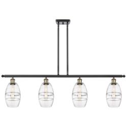 Ballston Vaz 48"W 4-Light Black Brass Stem Island Light w/ 6" Cle