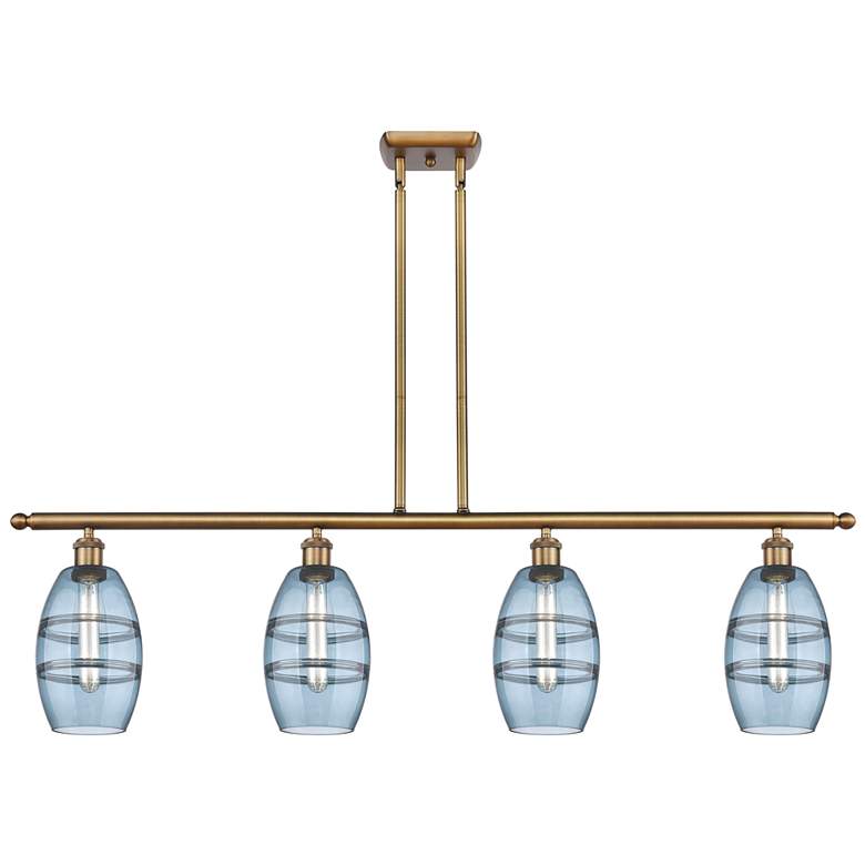 Image 1 Ballston Vaz 48"W 4-Light Brushed Brass Stem Island Light w/ 6" B