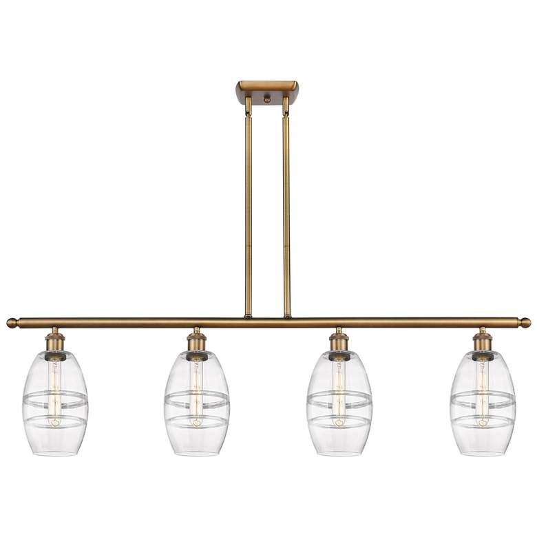 Image 1 Ballston Vaz 48"W 4-Light Brushed Brass Stem Island Light w/ 6" C