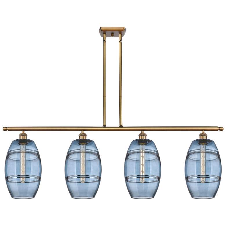 Image 1 Ballston Vaz 48"W 4-Light Brushed Brass Stem Island Light w/ 8" B