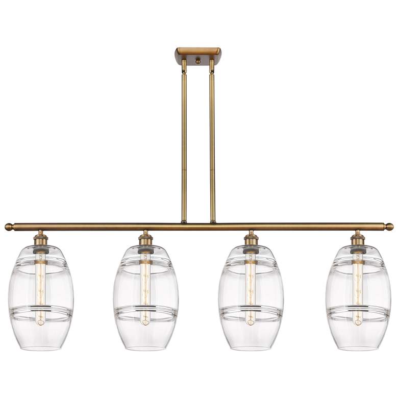 Image 1 Ballston Vaz 48"W 4-Light Brushed Brass Stem Island Light w/ 8" C