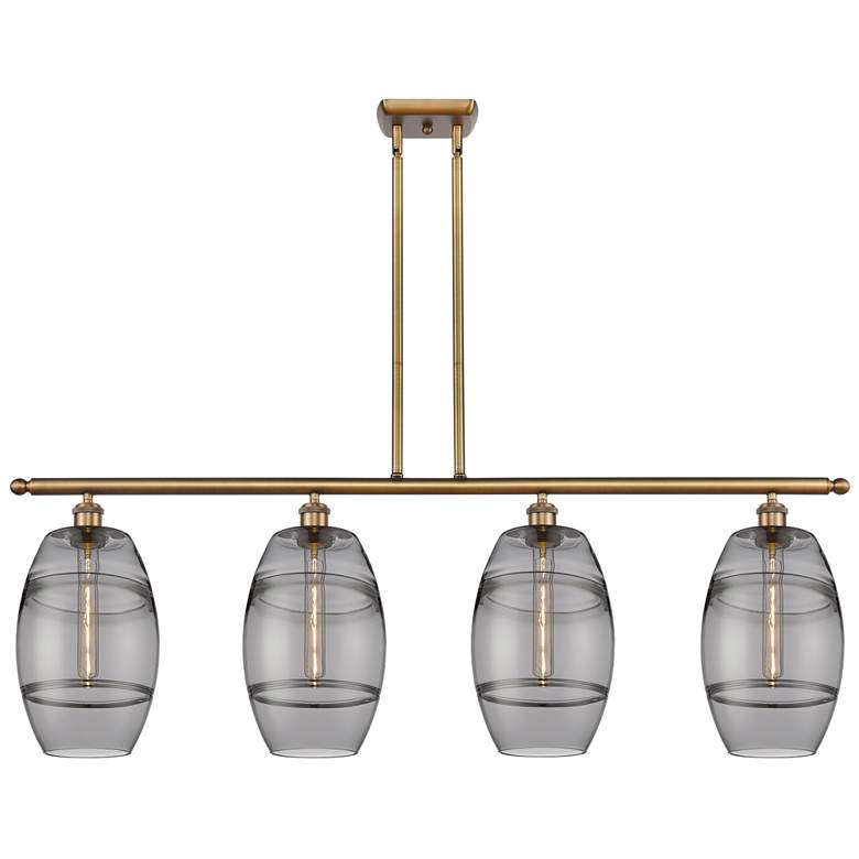 Image 1 Ballston Vaz 48"W 4-Light Brushed Brass Stem Island Light w/ 8" S
