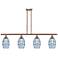 Ballston Vaz 48"W 4-Light Copper Stem Island Light w/ 6" Blue Sha