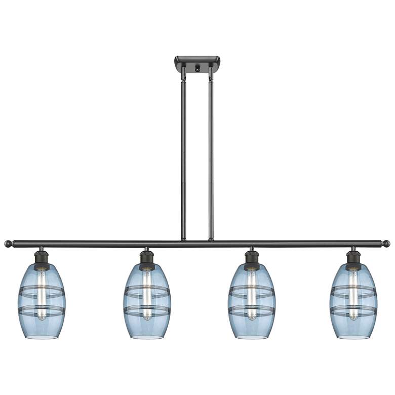 Image 1 Ballston Vaz 48"W 4-Light Oiled Bronze Stem Island Light w/ 6" Bl